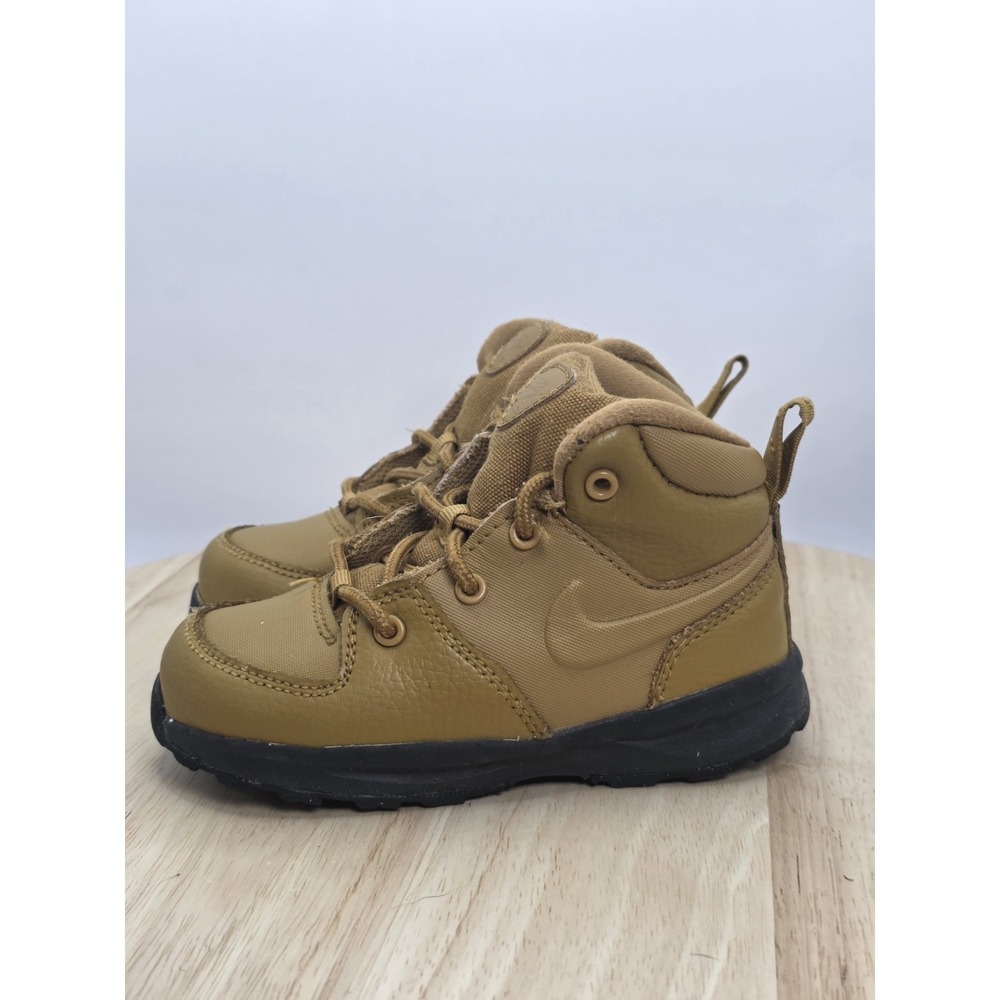 Toddler Size 8C Nike Manoa LTR Lace Up Boots Wheat Leather Black Sole BQ5374-700